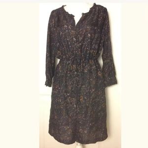 Of Two Minds Anthropologie Floral Silk Dress Sz S